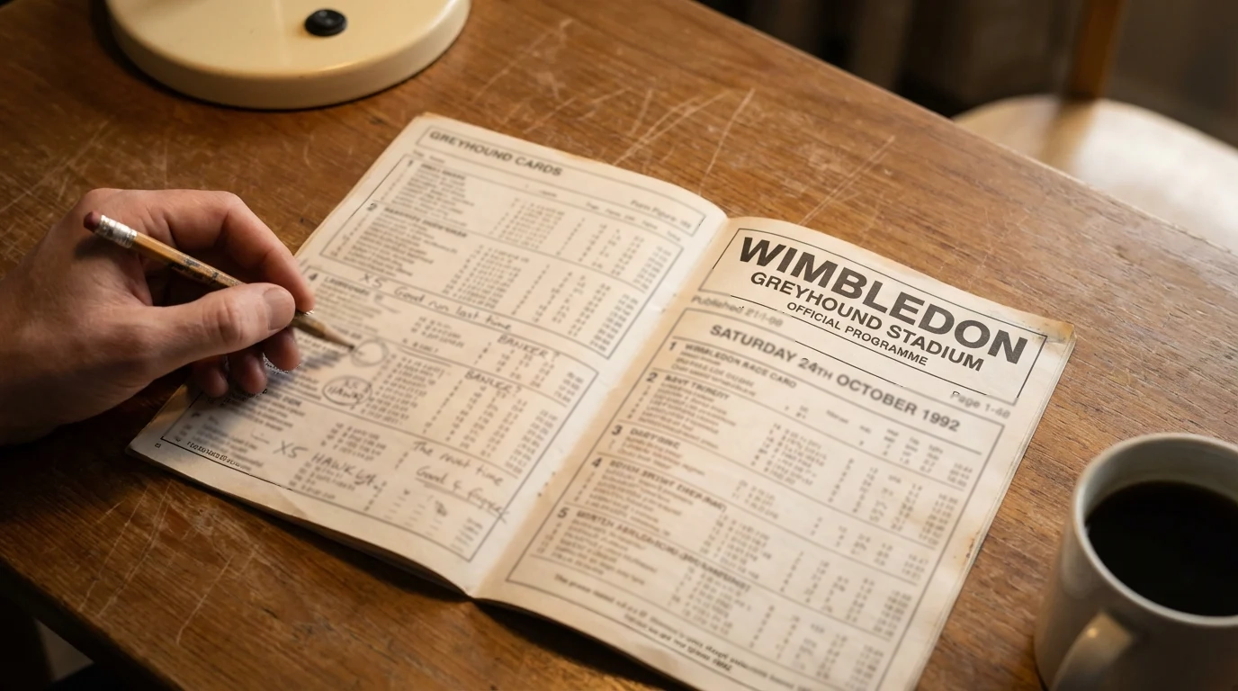 Greyhound race card showing form figures and sectional times